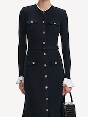 Self-Portrait Blue Navy Viscose Knit Midi Dress - Image 3 of 4