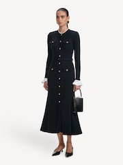 Self-Portrait Blue Navy Viscose Knit Midi Dress - Image 4 of 4