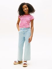 Tommy Hilfiger Pink Slim Stripe Ruffle Sleeve Top - Image 3 of 5