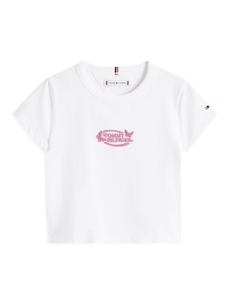 Tommy Hilfiger White Extra Slim Metallic Logo T-Shirt - Image 5 of 5