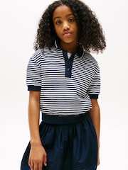 Tommy Hilfiger Blue Relaxed Stripe Polo Shirt - Image 1 of 5