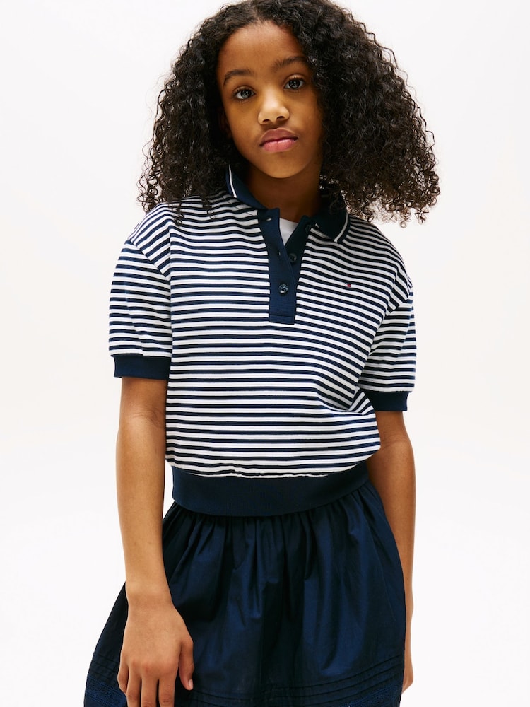 Tommy Hilfiger Blue Relaxed Stripe Polo Shirt - Image 1 of 5