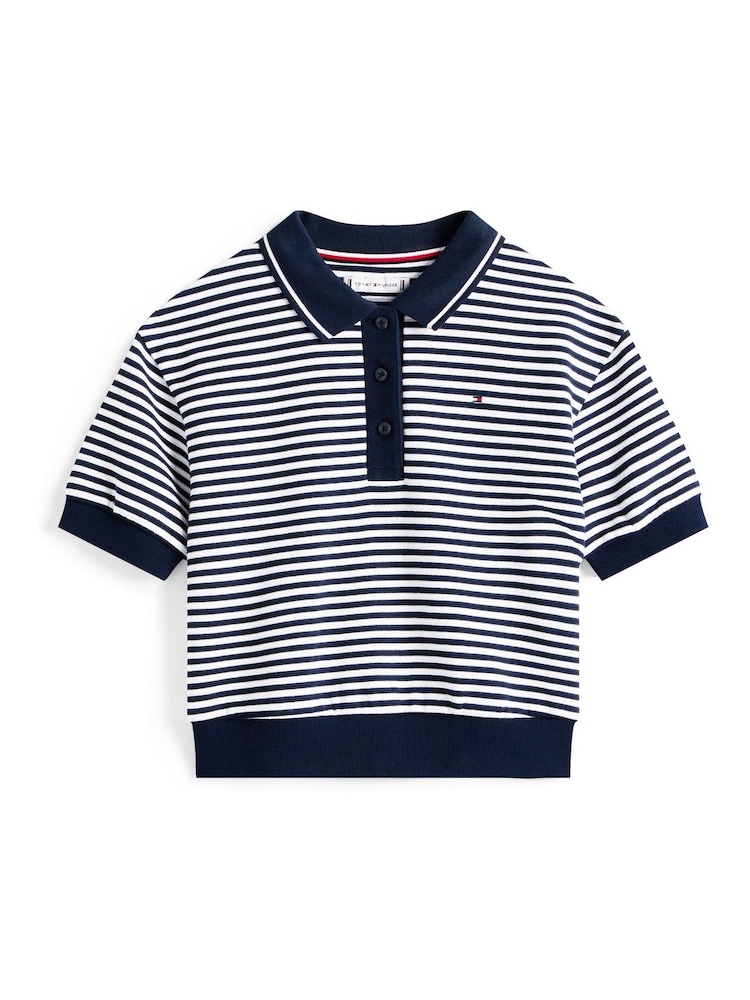 Tommy Hilfiger Blue Relaxed Stripe Polo Shirt - Image 5 of 5