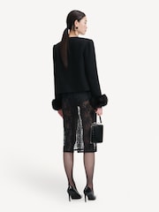Self-Portrait Black Boucle Fur Cuff Jacket - Image 2 of 4