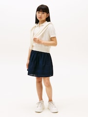 Tommy Hilfiger Cream Relaxed Pointelle Polo Shirt - Image 3 of 5
