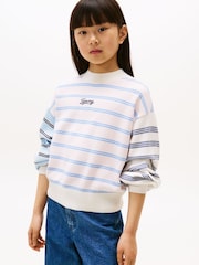 Tommy Hilfiger Purple Mixed Stripe Relaxed Balloon Sleeve Jumper - Image 1 of 5