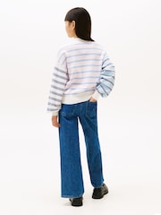 Tommy Hilfiger Purple Mixed Stripe Relaxed Balloon Sleeve Jumper - Image 2 of 5
