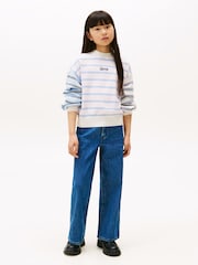 Tommy Hilfiger Purple Mixed Stripe Relaxed Balloon Sleeve Jumper - Image 3 of 5