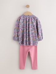 パープル フローラル - 長袖ブラウス & レギンスセット（3 か月〜7 歳） - 画像 7 / 13