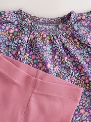 パープル フローラル - 長袖ブラウス & レギンスセット（3 か月〜7 歳） - 画像 8 / 13