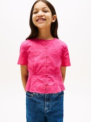 Tommy Hilfiger Pink Broderie Anglaise Short Sleeve Blouse - Image 1 of 5