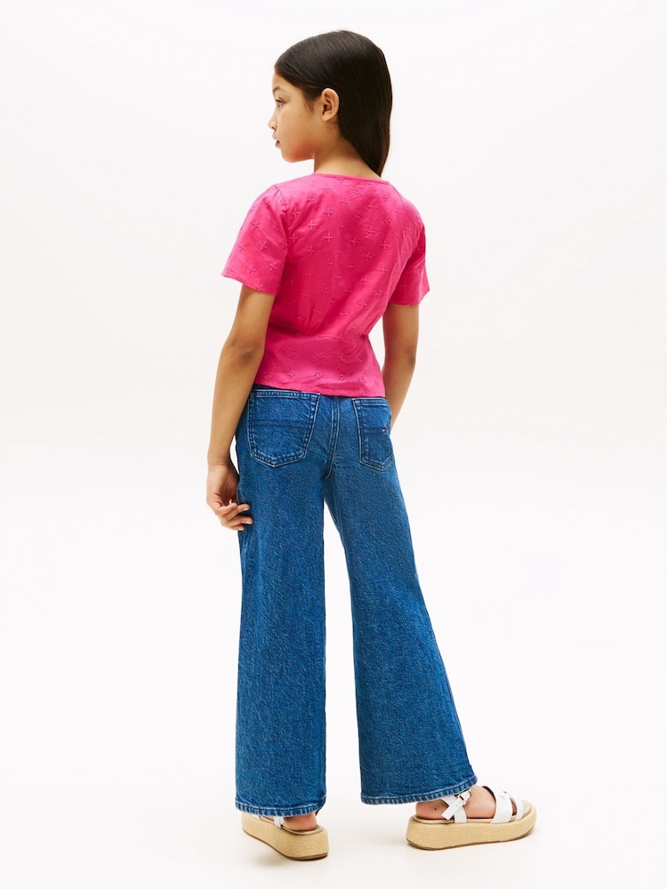 Tommy Hilfiger Pink Broderie Anglaise Short Sleeve Blouse - Image 2 of 5