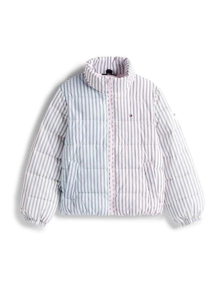 Tommy Hilfiger Purple Mixed Stripe Relaxed Puffer Jacket - Image 5 of 5