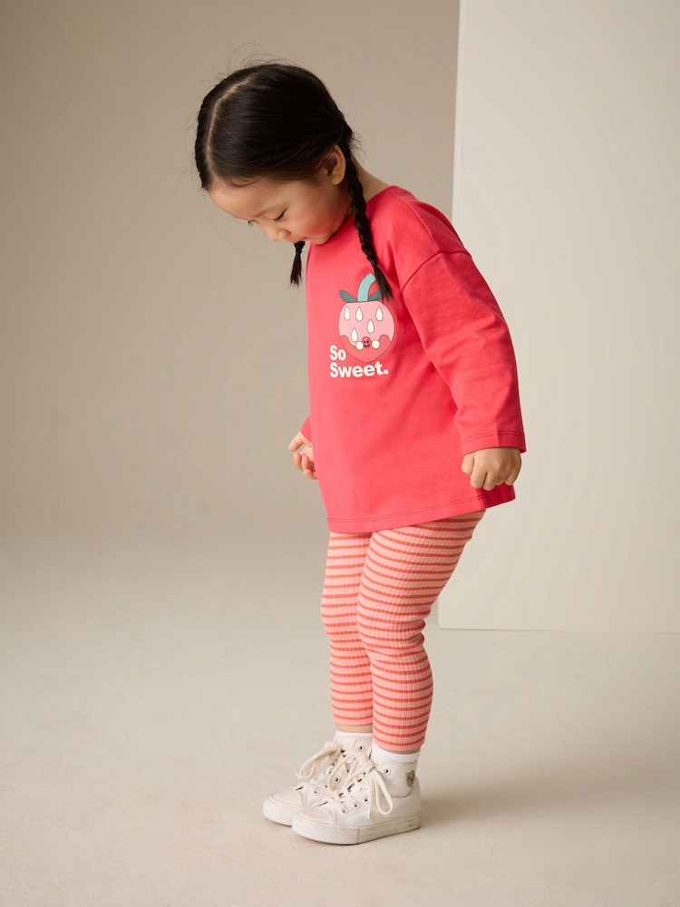 Bright Pink Long Sleeve Top and Leggings Set (3mths-7yrs) - Image 1 of 9