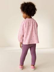 Pink Floral Long Sleeve Blouse and Legging Set (3mths-7yrs) - Image 3 of 3