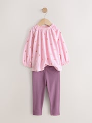 ピンクのフローラル - 長袖ブラウス & レギンスセット（3 か月〜7 歳） - 画像 5 / 8