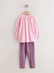 ピンクのフローラル - 長袖ブラウス & レギンスセット（3 か月〜7 歳） - 画像 6 / 8