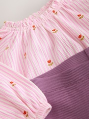 ピンクのフローラル - 長袖ブラウス & レギンスセット（3 か月〜7 歳） - 画像 7 / 8