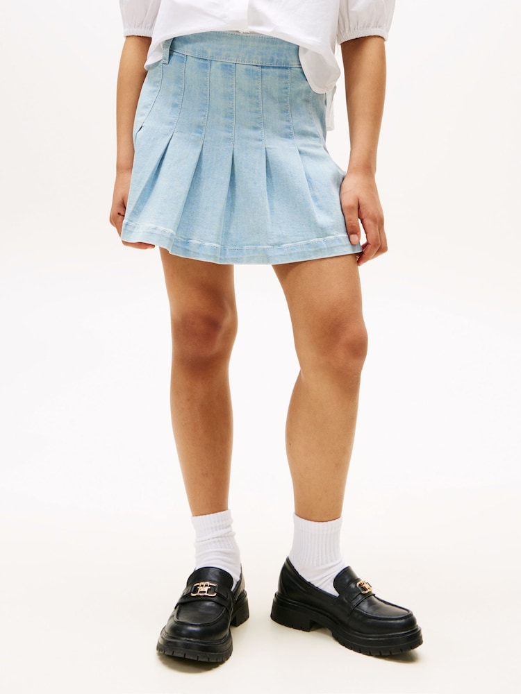 Tommy Hilfiger Blue Denim Pleated Skirt - Image 1 of 4