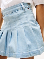 Tommy Hilfiger Blue Denim Pleated Skirt - Image 3 of 4