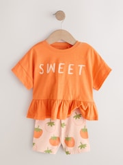 Orange Strawberry Short Sleeve Top and Shorts Set (3mths-7yrs) - Image 5 of 8