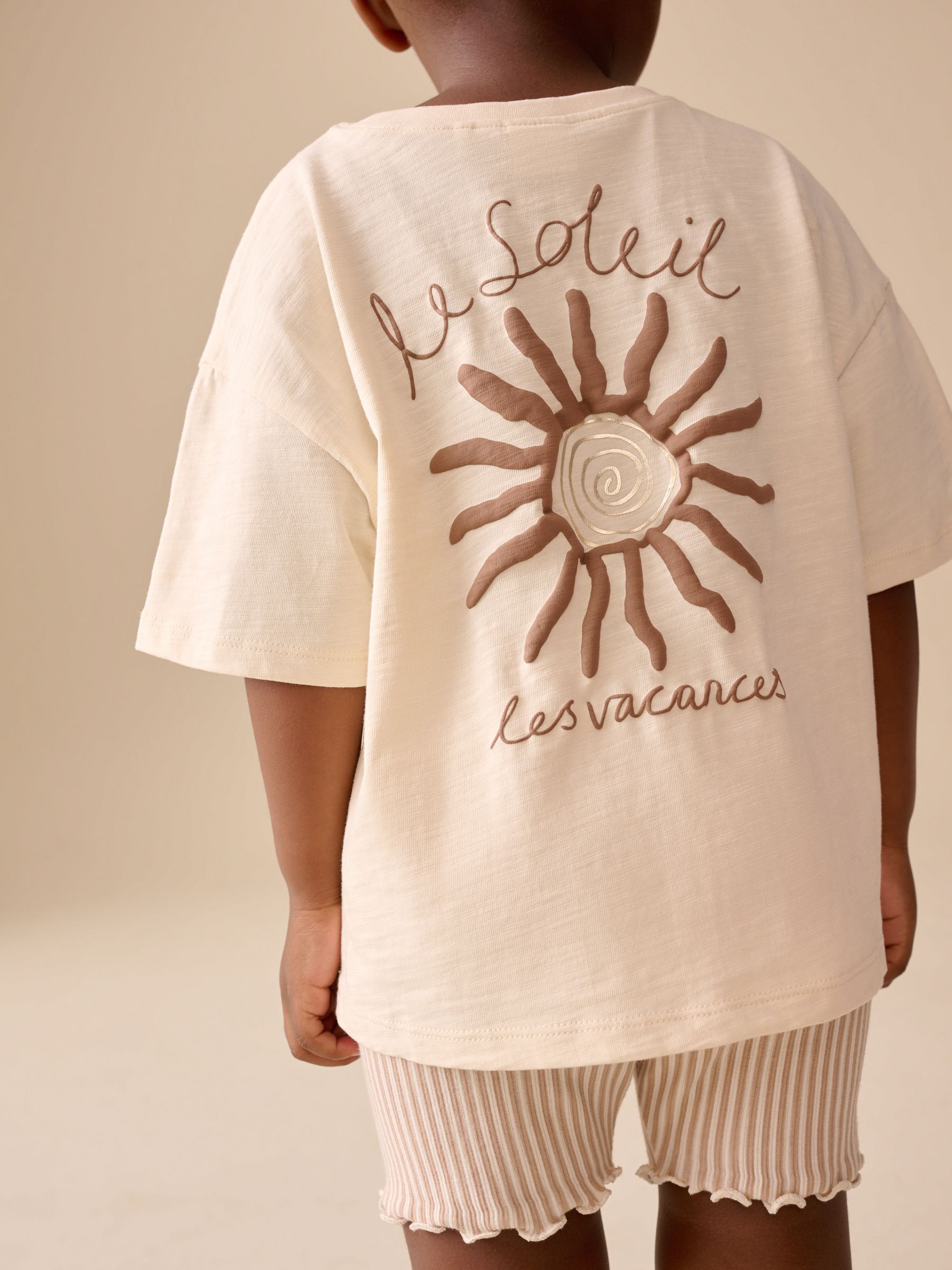 Buy Ecru Sun Short Sleeve T-Shirt and Cycle Shorts Set (3mths-7yrs