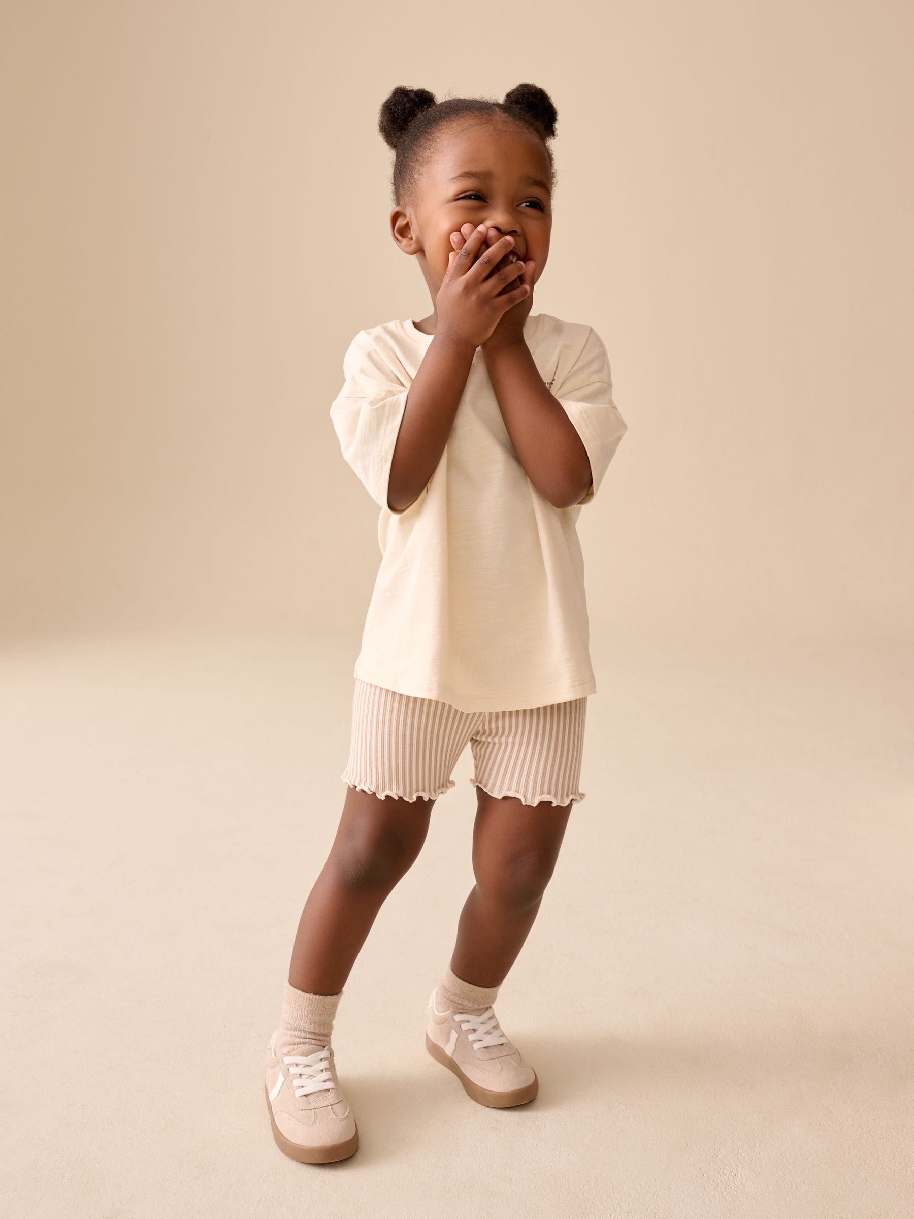 Buy Ecru Sun Short Sleeve T-Shirt and Cycle Shorts Set (3mths-7yrs