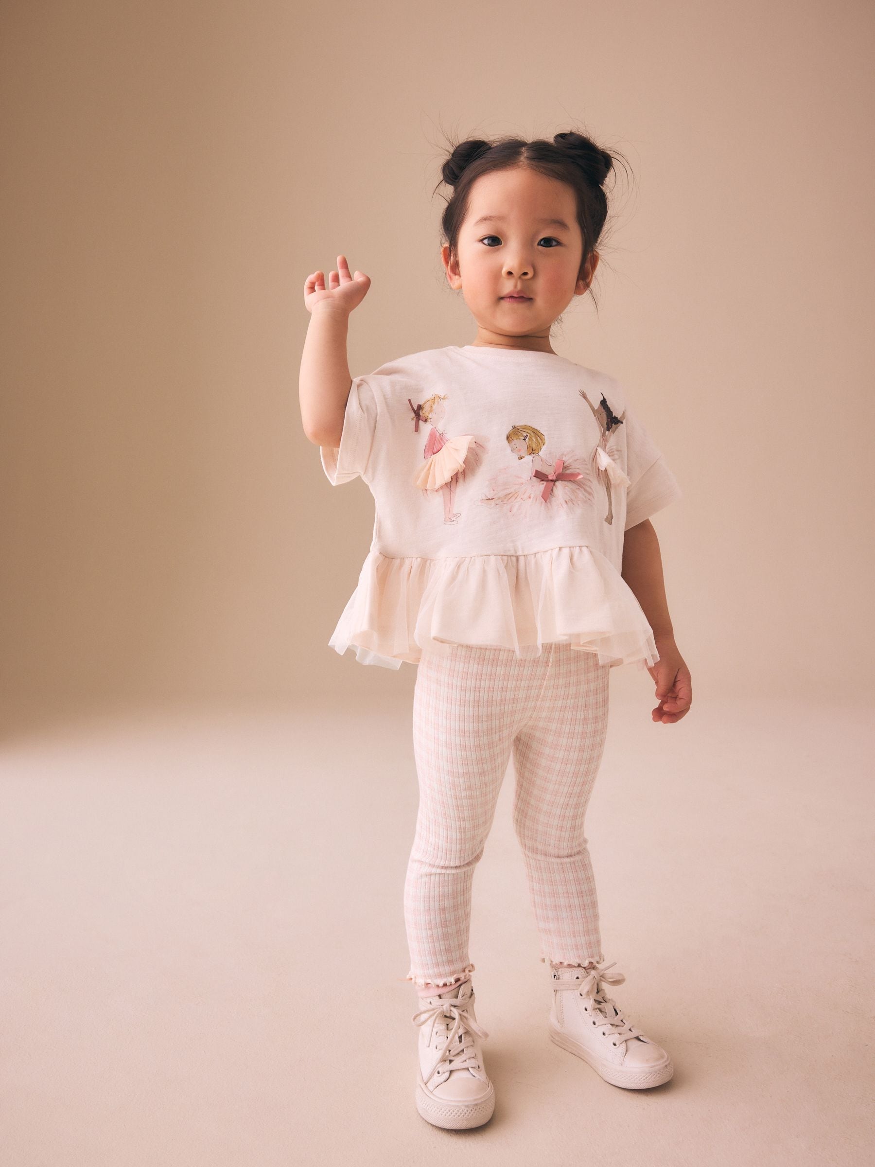 Buy Pink Ballerina Short Sleeve Peplum T-Shirt and Leggings Set
