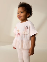 Pink Short Sleeve Peplum T-Shirt and Leggings Set (3mths-7yrs) - Image 3 of 8