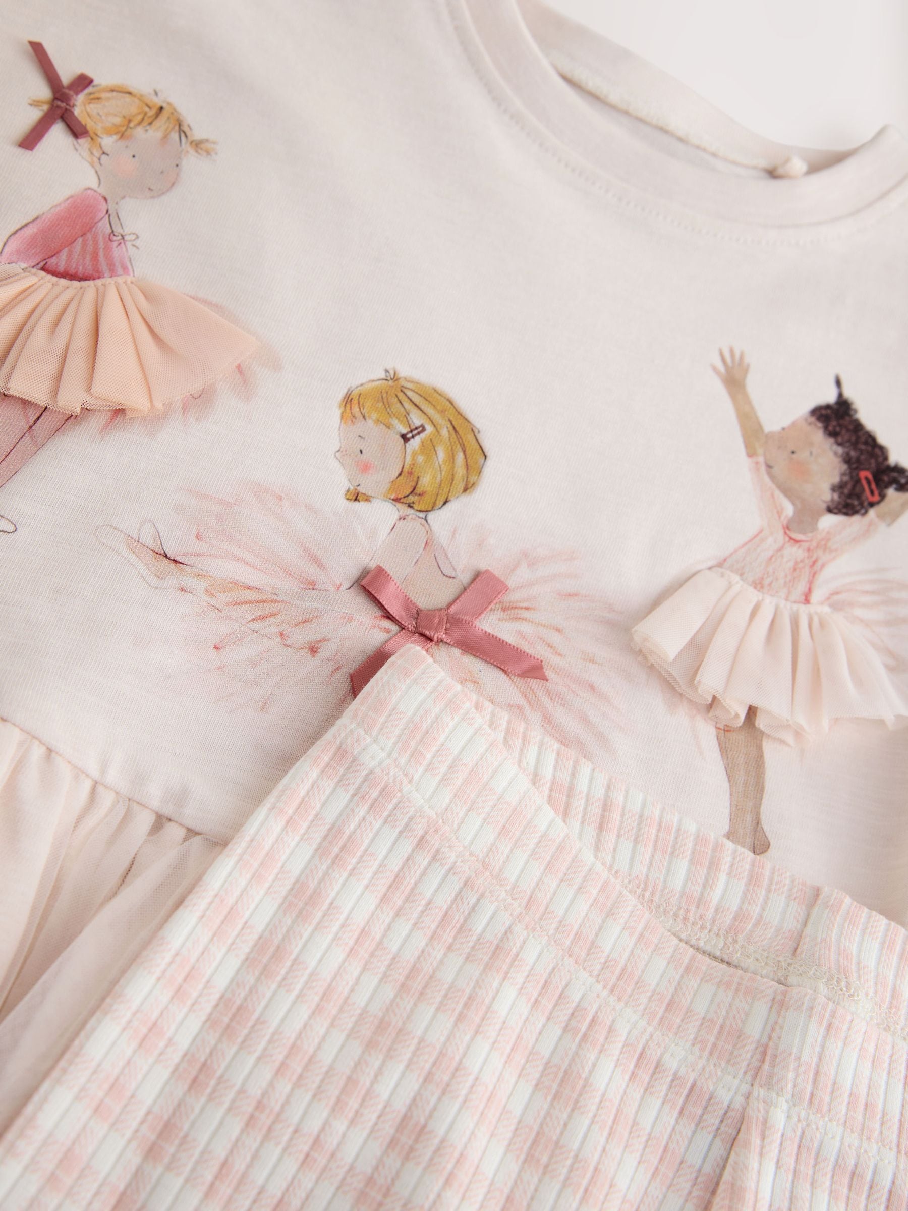 Buy Pink Ballerina Short Sleeve Peplum T-Shirt and Leggings Set