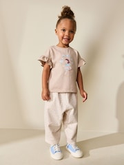 Ecru Flower Girl Short Sleeve Top and Barrel Trousers Set (3mths-7yrs) - Image 1 of 10