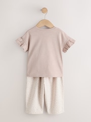 Ecru Flower Girl Short Sleeve Top and Barrel Trousers Set (3mths-7yrs) - Image 6 of 10