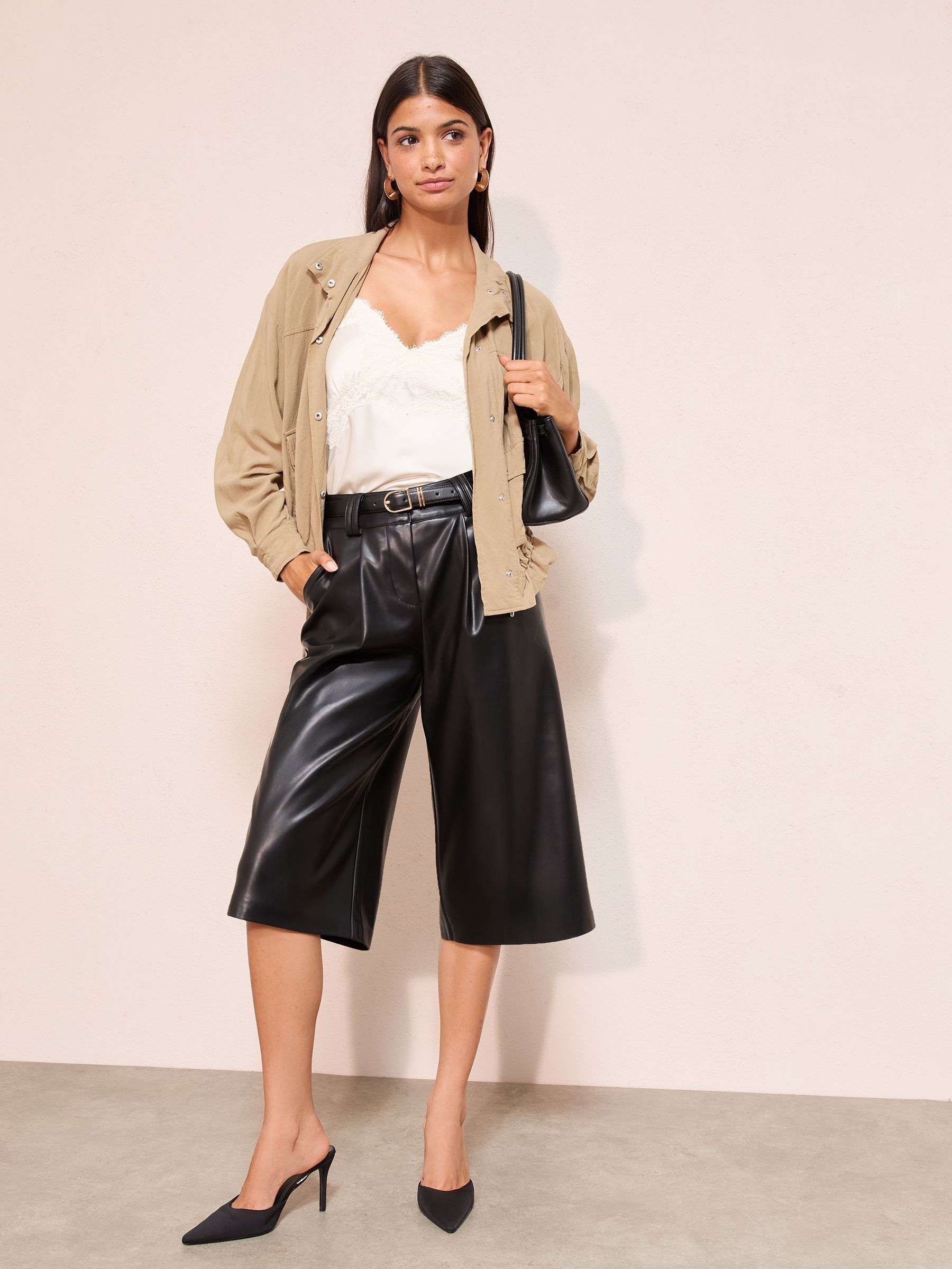 Buy Friends Like These Black Faux Leather Culottes from the Next