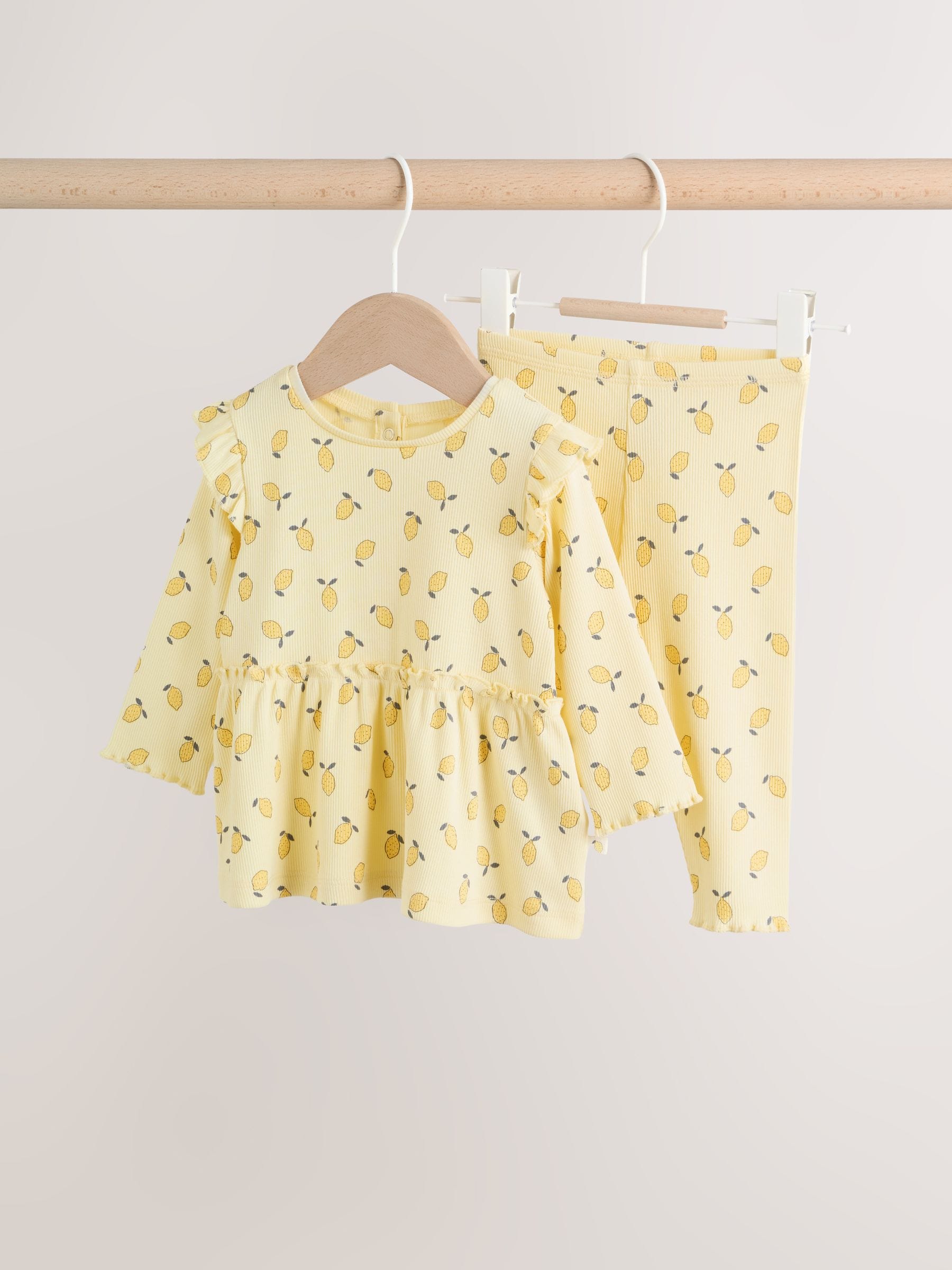 Buy Yellow Lemon - Baby Long Sleeve Frill Top And Leggings Set