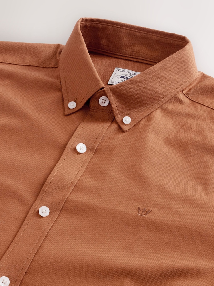 Brown Stretch Oxford Long Sleeve Shirt - Image 4 of 4 Brown Stretch Oxford Long Sleeve Shirt - Image 4 of 4