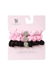 Victoria's Secret Black/Pink 3 Pack Scrunchie Set - Image 1 of 2