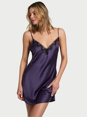 Victoria's Secret Valiant Purple Satin Lace Trim Slip Dress - Image 1 of 2