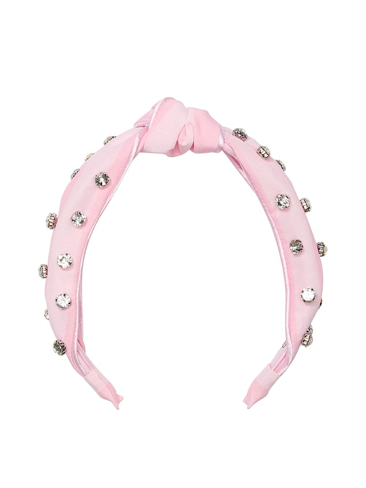 Victoria's Secret Iconic Stripe Pink Satin Headband - Image 1 of 1 Victoria's Secret Iconic Stripe Pink Satin Headband - Image 1 of 1