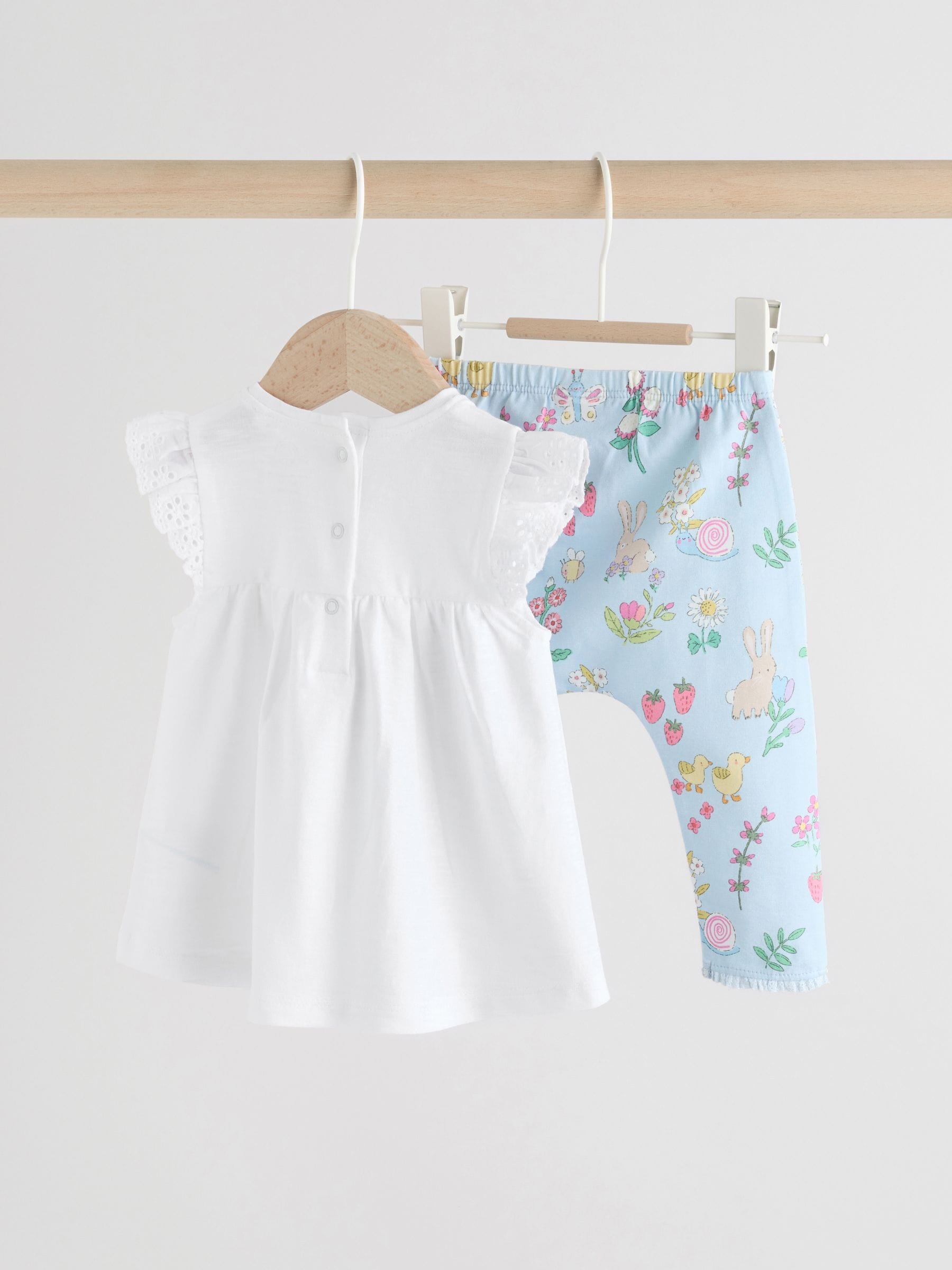 Cumpără Cu model zâne ecru - Short Sleeve Baby Top and Leggings 2