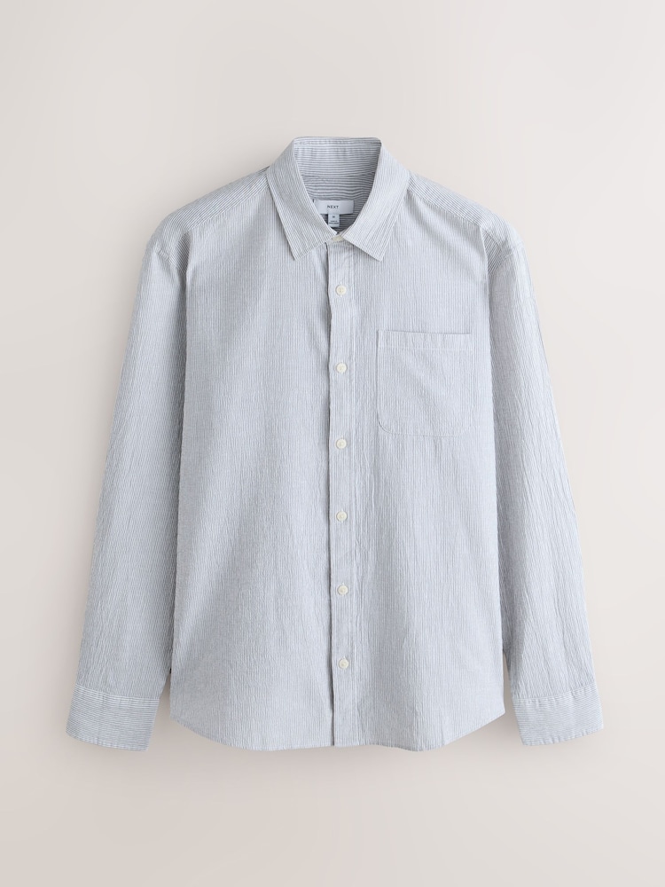 Grey Stripe Cotton Long Sleeve Shirt - Image 1 of 3