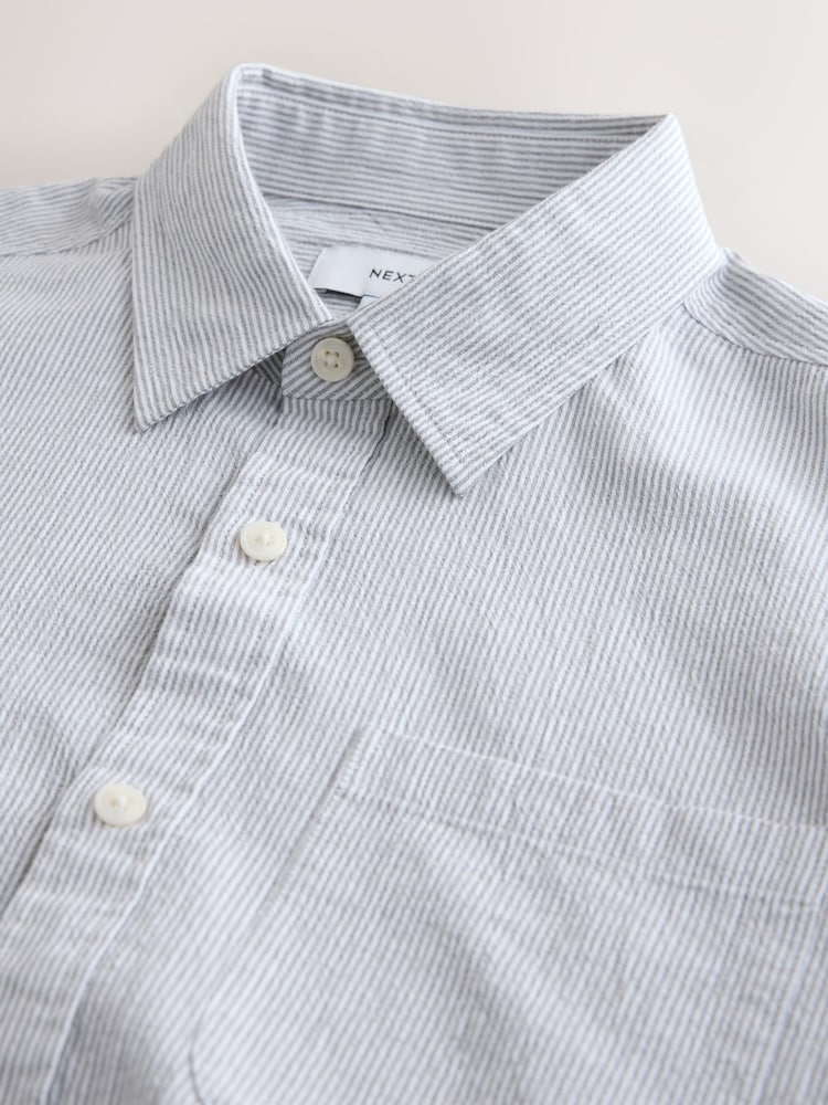 Grey Stripe Cotton Long Sleeve Shirt - Image 3 of 3