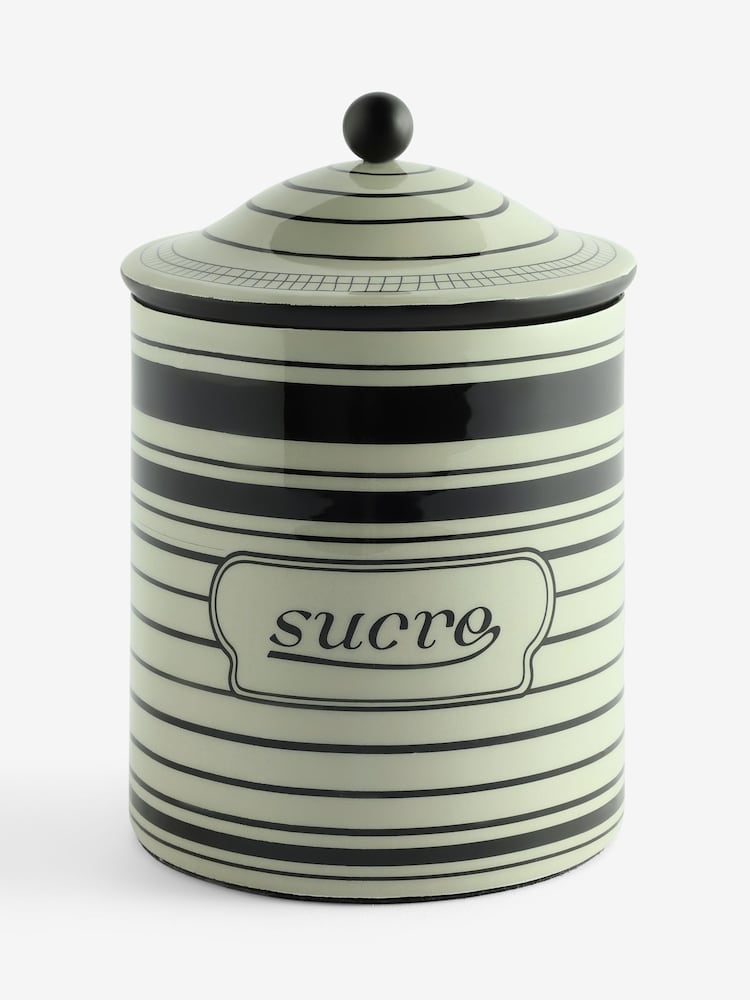 Rockett St George Black/Cream Vintage Tin Sugar Storage Jar - Image 5 of 5
