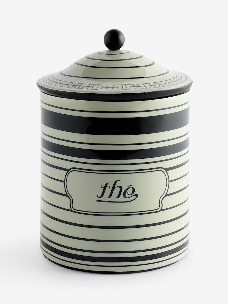 Rockett St George Black/Cream Vintage Tin Tea Storage Jar - Image 4 of 4