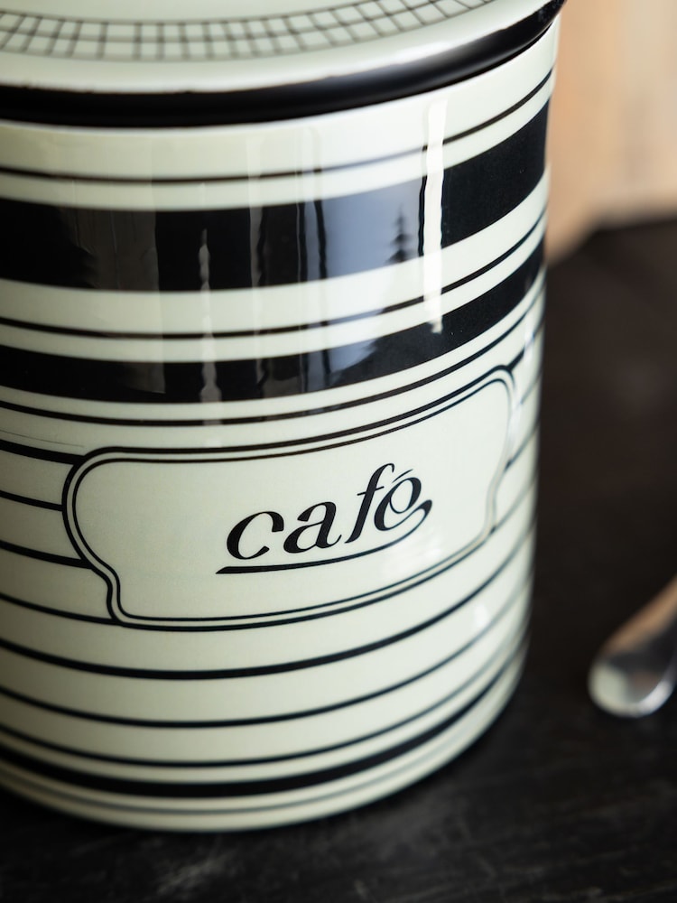 Rockett St George Black/Cream Vintage Coffee Tin Coffee Storage Jar - Image 2 of 4