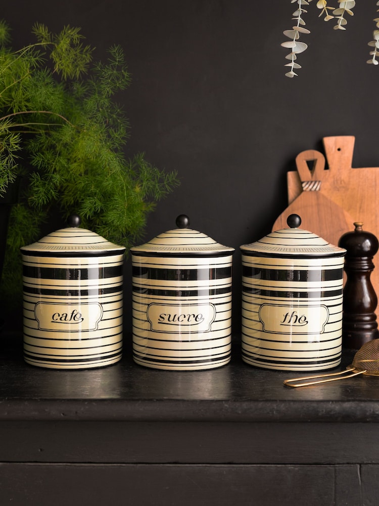 Rockett St George Black/Cream Vintage Tin Coffee Storage Jar - Image 3 of 3