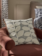 Brown 50 X 50cm Assembled Embroidered Leaf Cushion - Image 1 of 6