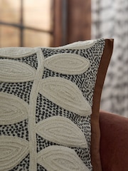 Brown 50 X 50cm Assembled Embroidered Leaf Cushion - Image 2 of 6