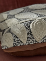 Brown 50 X 50cm Assembled Embroidered Leaf Cushion - Image 3 of 6