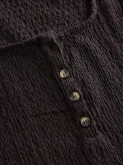 Chocolate Brown Textured Henley Detail Tank - Image 3 of 3