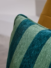 Green 50 x 50cm Chenille Stripe Cushion - Image 2 of 4